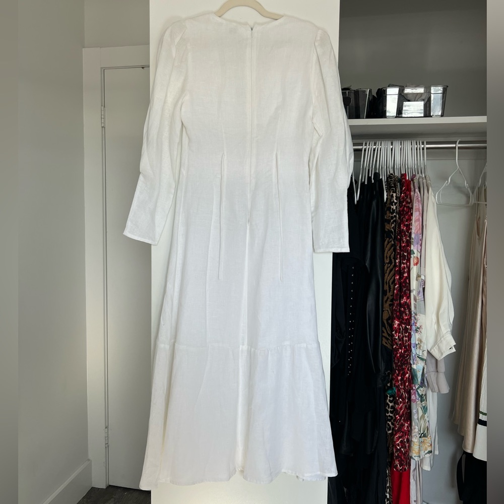 Dissh Wynn White Linen Midi Dress Gem